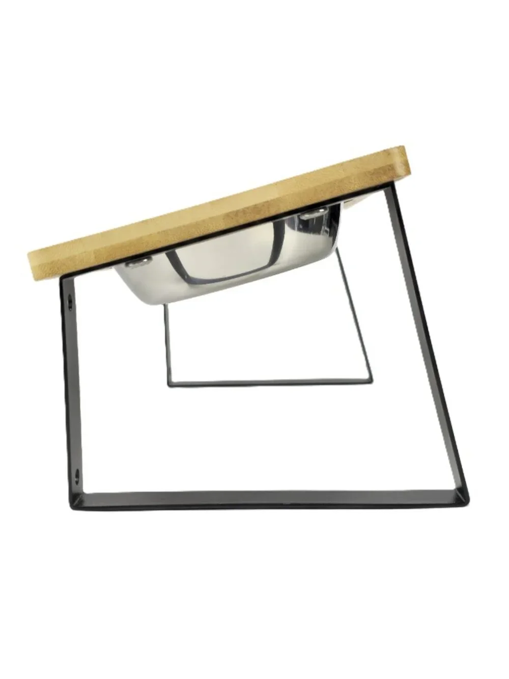 Elevated Dog Bowls with Wood Stand & Stainless Steel Pet Food Water Feeder